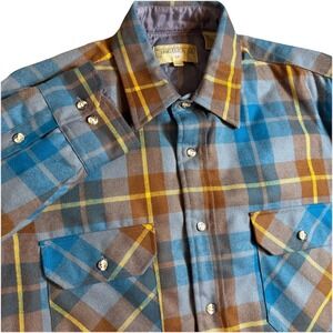 VINTAGE Charleston Bay Flannel Shirt Mens Quilted Shacket Plaid Medium Tall